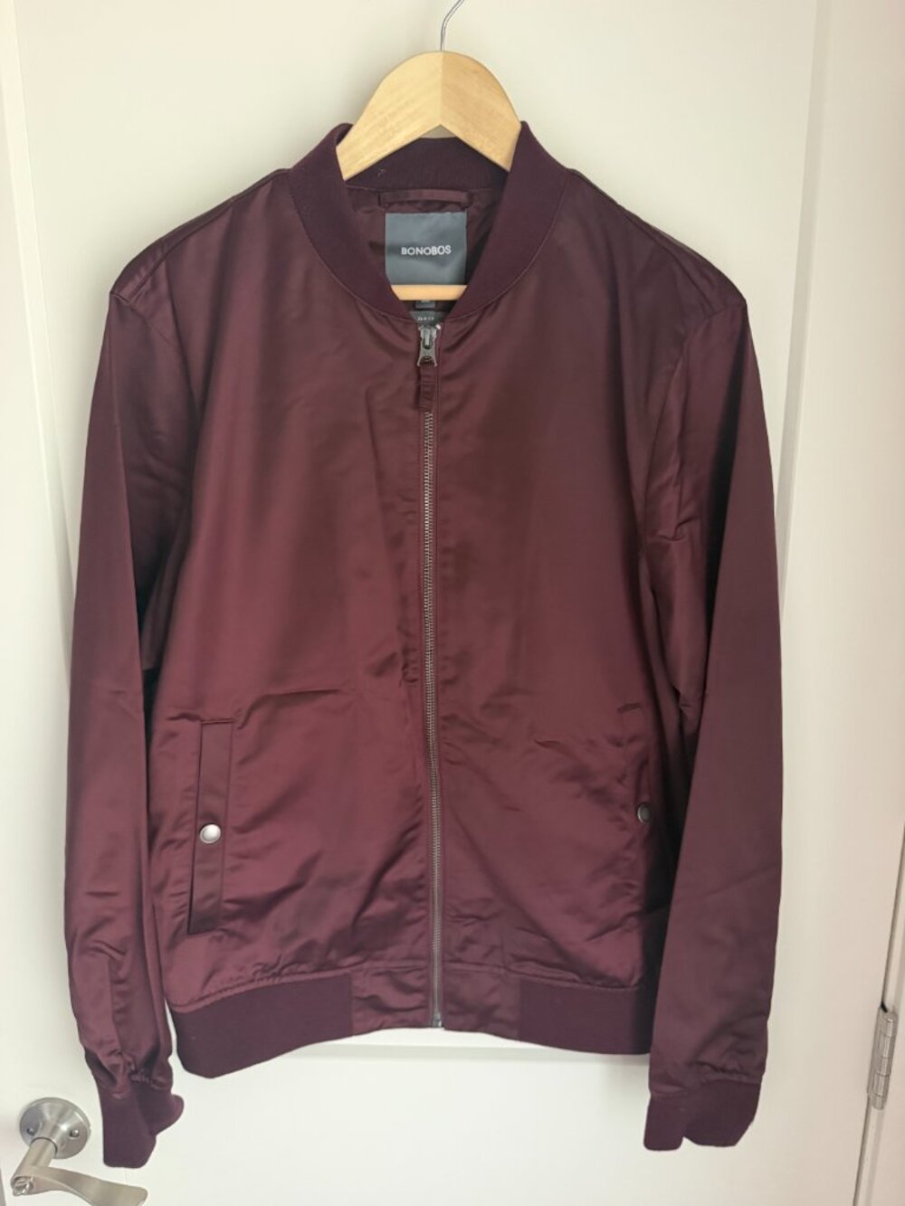 Bonobos Slim Fit Burgundy Bomber Jacket Men's M